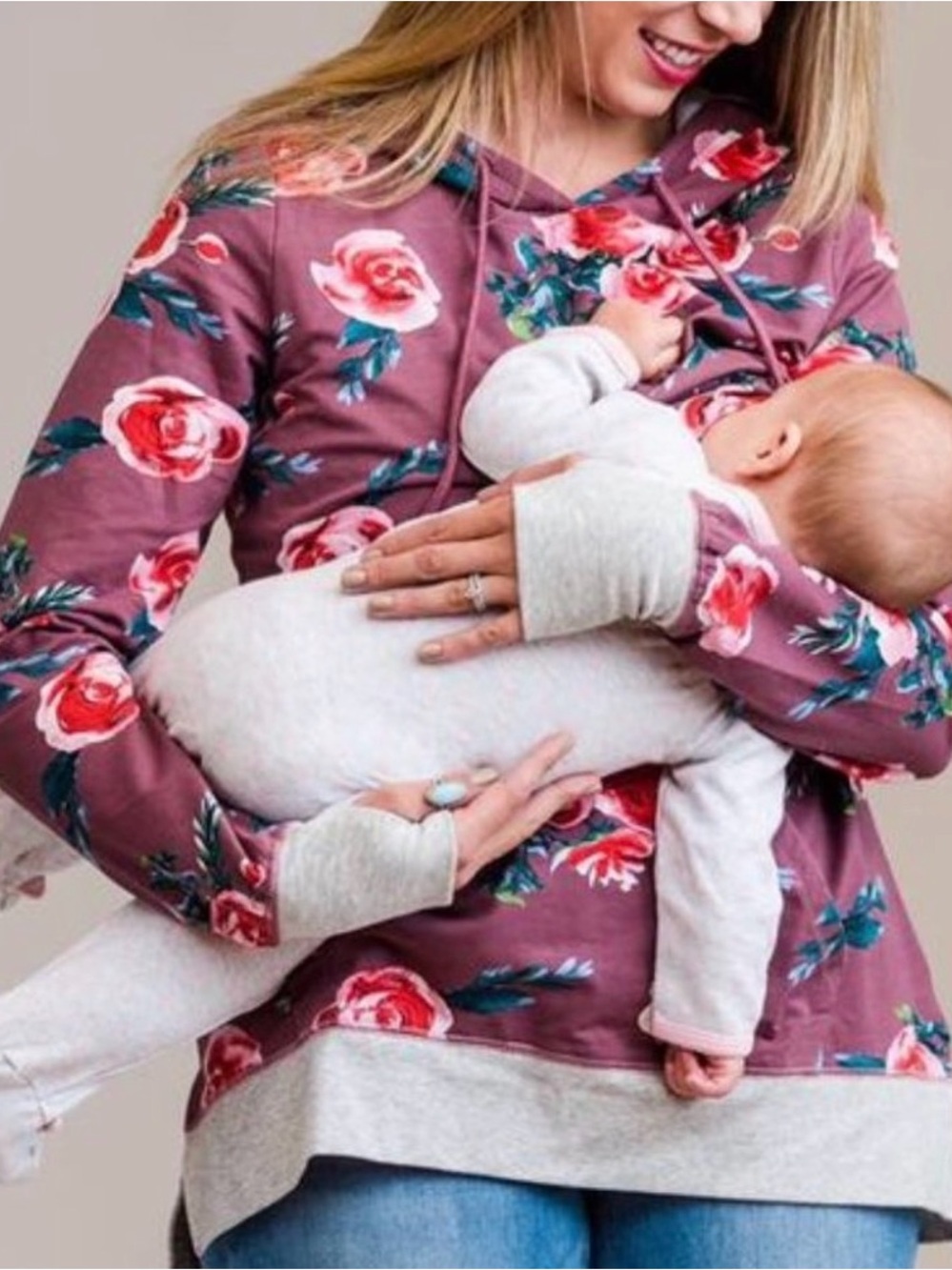 Latched Mama floral nursing hoodie size L
